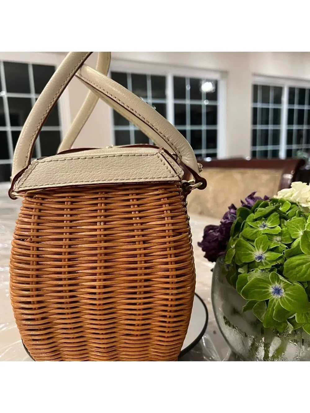 Vintage Kate Spade New York Wicker Basket Bag – Early 2000s Floral Lined